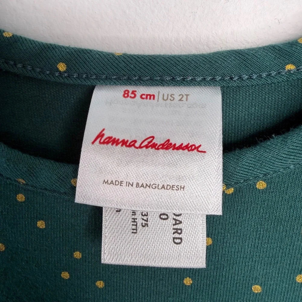Hanna Andersson Baby Tulle Dress 85‎ 2T Green Gold Whimsy